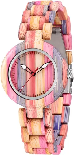 Vista 14 de Dentily Relojes de madera natural para mujer, reloj de cuarzo hecho a mano, reloj de pulsera único deportivo para mujer