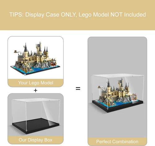 Vista 2 de Vitrina acrílica para Lego 76419 Castillo de Hogwarts, caja de protección a prueba de polvo, ajuste personalizado, 98% de transparencia