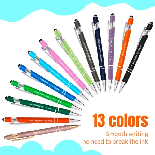 Vista 3 de Bolígrafos personalizados, bolígrafo grabador de negocios personalizados, bolígrafos personalizados con nombre, lápices capacitivos para pantallas