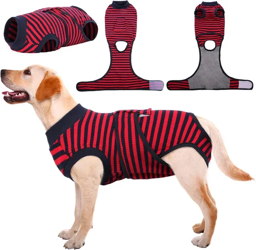 Vista 20 de Kuoser - Traje de recuperación posterior a la cirugía para perros y gatos, camisa profesional y vendaje de heridas abdominales, reemplaza collar