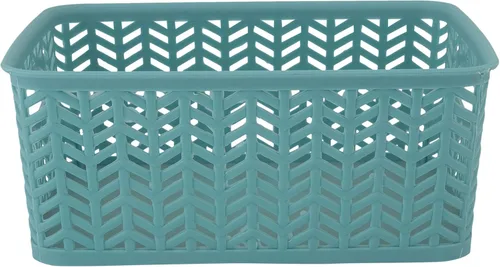 Vista 5 de Simplify Paquete de 3 cestas de almacenamiento pequeñas en espiga, dimensiones: 10 x 8 x 4 pulgadas, diseño de espiga, peso ligero, ideal para baño