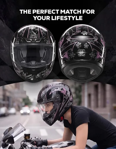 Vista 5 de XFMT DOT Casco de Motocicleta de Cara Completa Abatible para Calle Dirt Bike ATV Todoterreno con Visera Transparente para Hombres y Mujeres Adultos