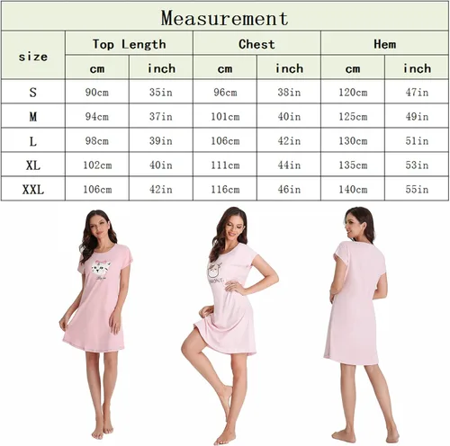 Vista 2 de ft FENTENG Camisón de cuello redondo para mujer casual manga corta algodón camisa camisa camisa camisa camisa camisa camisa camisa camisa