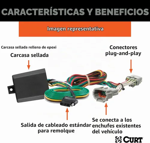Vista 2 de Curt Manufacturing 56407 CURT Arnés de cableado de remolque de vehículo personalizado para remolque