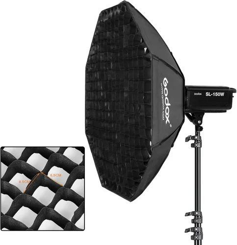 Vista 3 de Godox Caja blanda con rejilla octagonal de panal de abeja de 95 cm / 37" Tira de caja blanda con soporte Bowens
