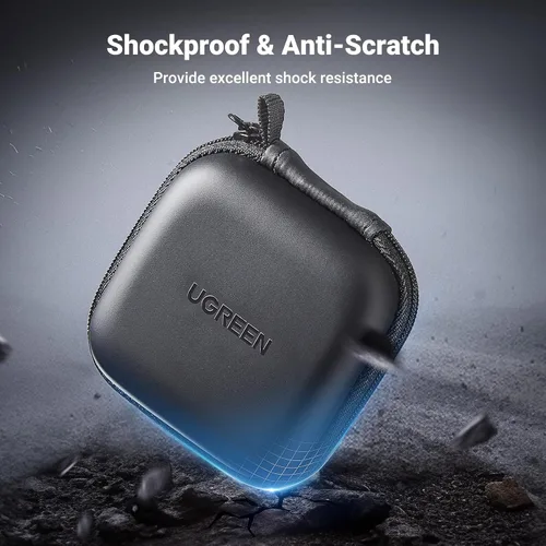 Vista 4 de Funda UGREEN para auriculares, Funda impermeable para auriculares compatible con AirPods Pro, Estuche para auriculares con mosquetón de acero