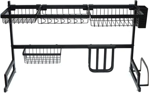 Vista 4 de Estante de secado de platos sobre el fregadero Soporte de cubiertos de acero inoxidable 33" [P/N: ET-DISHRACK002] Kit Premium