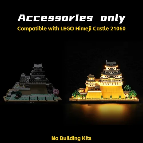 Vista 4 de BrickBling Luz LED compatible con Lego Architecture 21060 Himeji Castle Building Set, luces creativas compatibles con Lego Himeji Castle, gran