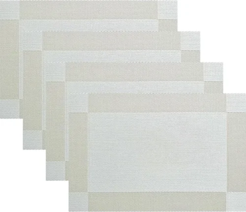 Vista 61 de Manteles individuales de vinilo resistentes al calor, lavables, fáciles de limpiar, manteles individuales de plástico para cocina, mesa de comedor