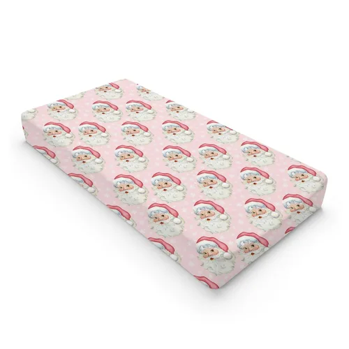 Vista 9 de Divertidas fundas para cambiador de Papá Noel, diseño de hojas de abeto de cerezo, para bebés, niños y niñas, para invierno, suaves, transpirables