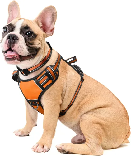 Vista 15 de Arnés para perro sin tirones, arneses para mascotas con collar, chaleco Oxford reflectante y ajustable, hebillas delanteras y traseras para correa