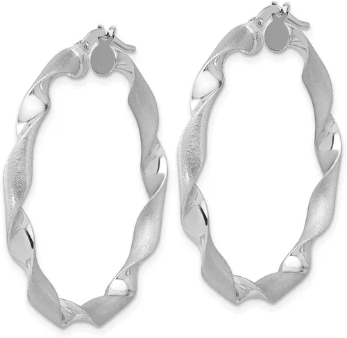 Vista 2 de Diamond2Deal Aretes de aro torcidos pulidos y cepillados de oro de 14 quilates para mujer
