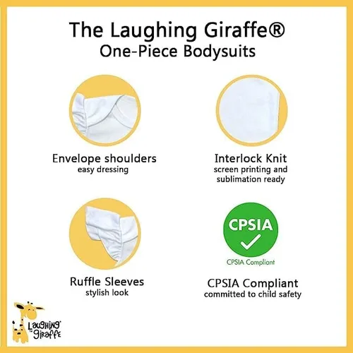 Vista 2 de Laughing Giraffe Body de manga corta con voloteo en blanco para bebé niña Body de una pieza Blanco