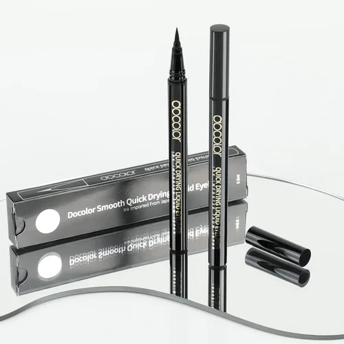 Vista 8 de Docolor - Lápiz delineador de ojos impermeable súper delgado y preciso, delineador líquido negro para todo el día, maquillaje profesional, lápiz