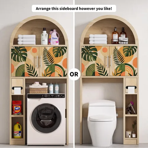 Vista 4 de Over the Toilet Storage Cabinet with Arch Top, Pattern Toilet Cabinet.