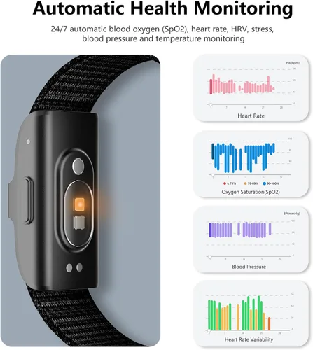Vista 2 de IAMJOY Pulsera de Salud Inteligente, Rastreador de Actividad y Fitness Portátil para Modo Multi-Deporte, Monitoreo Automático Continuo de Datos