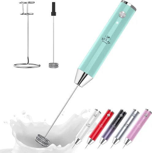 Vista 45 de Zulay Milk Boss Espumador de leche potente manual, hace espuma para latte, batidor para mezclar bebidas, café, miniespumador para capuchino, frappé