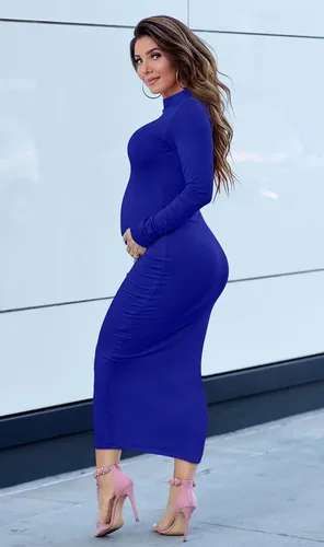 Vista 7 de GOBLES Vestido largo sexy de manga larga con cuello alto y elegante para mujer