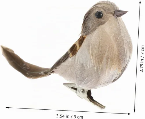 Vista 4 de Angoily 3 piezas de pájaros artificiales con plumas: Mini clip de pájaro de espuma de Navidad en adornos de árbol de imitación gorrión plumado
