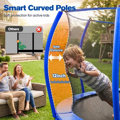 Vista 5 de Zupapa Trampolín de 1600 libras con diseño sin huecos de 16 15 y 14 pies con red y escalera