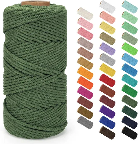 Vista 125 de Cuerda de macramé de 0.079 in x 220 yardas (656 pies), cuerda de algodón natural para colgar en la pared, ganchos de plantas, manualidades Verde