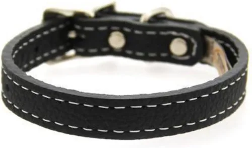 Vista 3 de Collar de perro Toscana de cuero italiano de lujo - Negro - 12