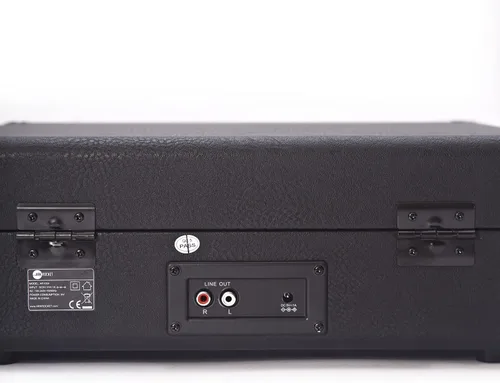 Vista 5 de Arkrocket Curiosity II Tocadiscos Bluetooth Retro de maleta de 3 velocidades con bocinas integradas y cartucho de imán móvil (Negro)