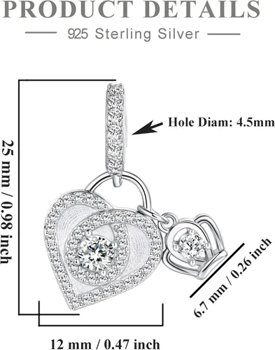 Vista 6 de Dijes de plata de ley 925 para pulsera y collar Pandora, regalos de joyería para mujeres