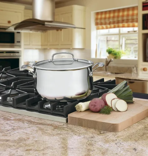 Vista 3 de Cuisinart Contour Acero inoxidable de 6 cuartos de galón Cacerola con cubierta de vidrio