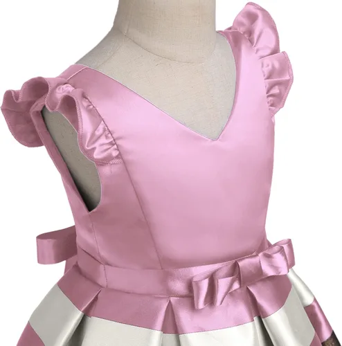 Vista 9 de NSSMWTTC 2-10T - Vestidos de rayas para niñas pequeñas, vestido de fiesta de boda de Navidad