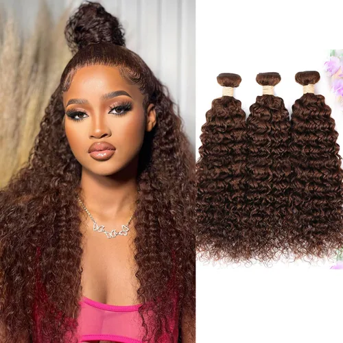 Vista 20 de ALLRUN Paquetes de cabello humano rizado birmano, 3 piezas de 14, 16, 18 pulgadas, paquetes de cabello humano rizado crudo con extremos en espiral