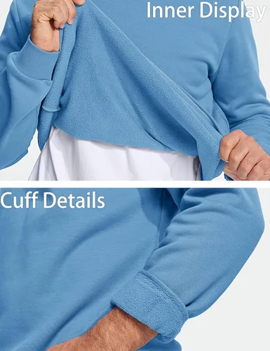 Vista 57 de MAGCOMSEN Sudadera de cuello redondo para hombre de manga larga casual cálida de forro polar