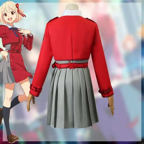 Vista 4 de Lycoris Recoil - Disfraz de cosplay de Nishikigi Chisato, uniforme escolar japonés