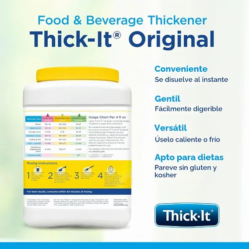 Vista 3 de Thick-It Espesante original para alimentos y bebidas, polvo sin sabor para disfagia (IDDSI), ayuda digerible para tragar, fácil de mezclar