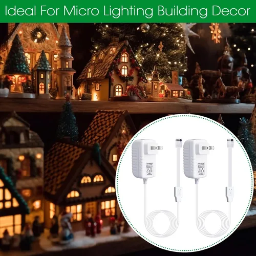 Vista 6 de 2 adaptadores de corriente de 4.5 V compatibles con accesorios iluminados Lemax, adaptador de corriente CA y CC para luces de pueblo de Navidad