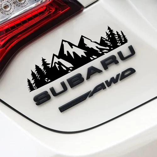 Vista 4 de Calcomanía de vinilo con diseño de árbol de montaña de nieve, calcomanía con logotipo de tronco (negro)