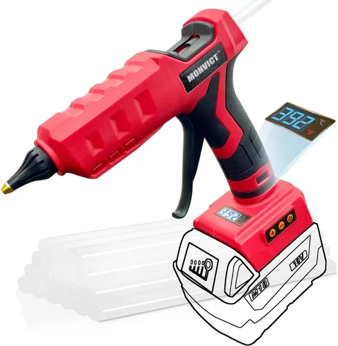 Vista 10 de Pistola de pegamento caliente de tamaño completo, pistolas de pegamento MONVICT de 120 W y 80 W de doble temperatura, gran pistola de pegamento Gris