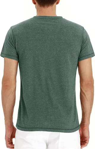 Vista 3 de Sailwind Camiseta de manga corta Henley para hombre, de algodón, casual, con bolsillo