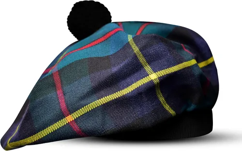 Vista 17 de Sombrero escocés Tam o Shanter Gorro escocés Tartan P.V Tartan (poliviscosa) Mezcla de lana con pompón Talla única para todos.