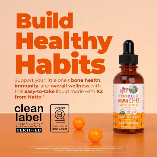 Vista 2 de MaryRuth Organics Vitamina D3 Vitamina K2 Gotas de vitamina D3 K2 Suplemento líquido de vitamina K2 D3 para niños pequeños Suplemento