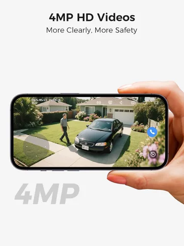 Vista 5 de Cámara de seguridad solar inalámbrica WiFi Pro para exteriores, visión nocturna a color de 4 MP, detección de movimiento AI/PIR, 360 PT, audio de 2