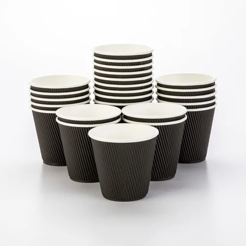 Vista 24 de Tazas para café de papel aislado, pared ondulada, kraft, 12 onzas - Caja de 25 unidades - tapas a juego: RWA0360B, RWA0360W, RWA0328LG, RWA0328GR