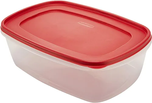 Vista 4 de Rubbermaid 071691405382 alimento, paquete de 2, transparente con tapa roja