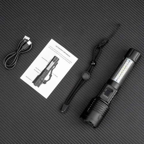 Vista 9 de Linterna LED recargable súper altos lúmenes, linterna impermeable de 7 modos, linterna brillante potente para acampar senderismo emergencia