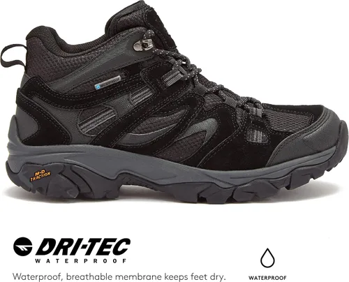 Vista 2 de HI-TEC Ravus WP - Botas de senderismo impermeables para hombre, ligeras y transpirables para exteriores