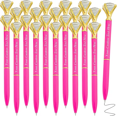 Vista 11 de Hasta 100 bolígrafos de diamante personalizados a granel con nombre, bolígrafo de impresión personalizada con logotipo de negocios grabado, mensaje