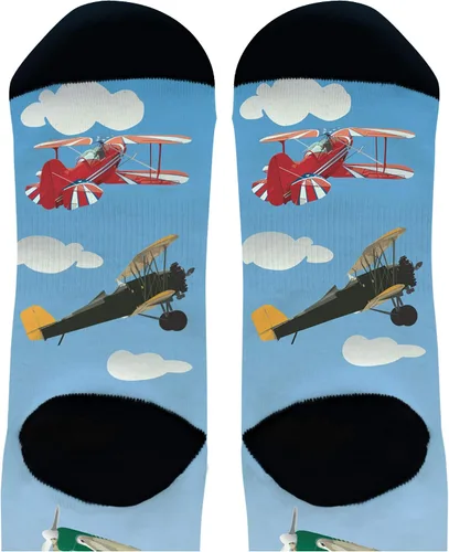 Vista 3 de ThisWear Regalos de piloto para mujeres y hombres, calcetines novedosos de aviación, regalos de aviación, calcetines novedosos para tripulación