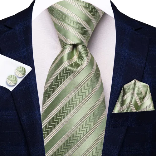 Vista 274 de Hi-Tie Corbatas de seda para hombre, diseño de cachemira a rayas, con bolsillo, gemelos cuadrados, conjunto formal de negocios