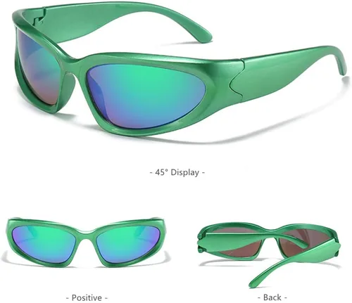 Vista 4 de BAWUYI Y2K - Lentes de sol envolventes para hombres y mujeres, accesorios de los años 2000, lentes cibernéticos, deportivos, motociclistas