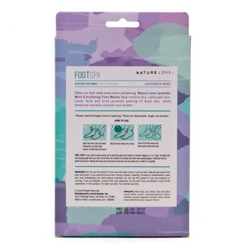 Vista 3 de Nature Love - Mascarilla exfoliante para pies Menta lavanda exfolia suavemente Sin parabenos (3 pares)